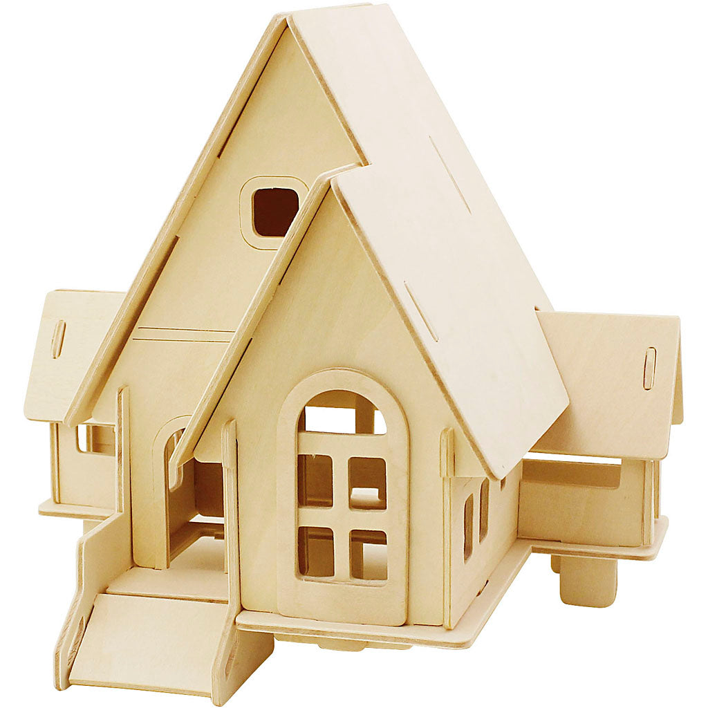 3D Konstruktionsfigur, Hus med kørerampe, str. 22,5x17,5x20,5, 1 stk.