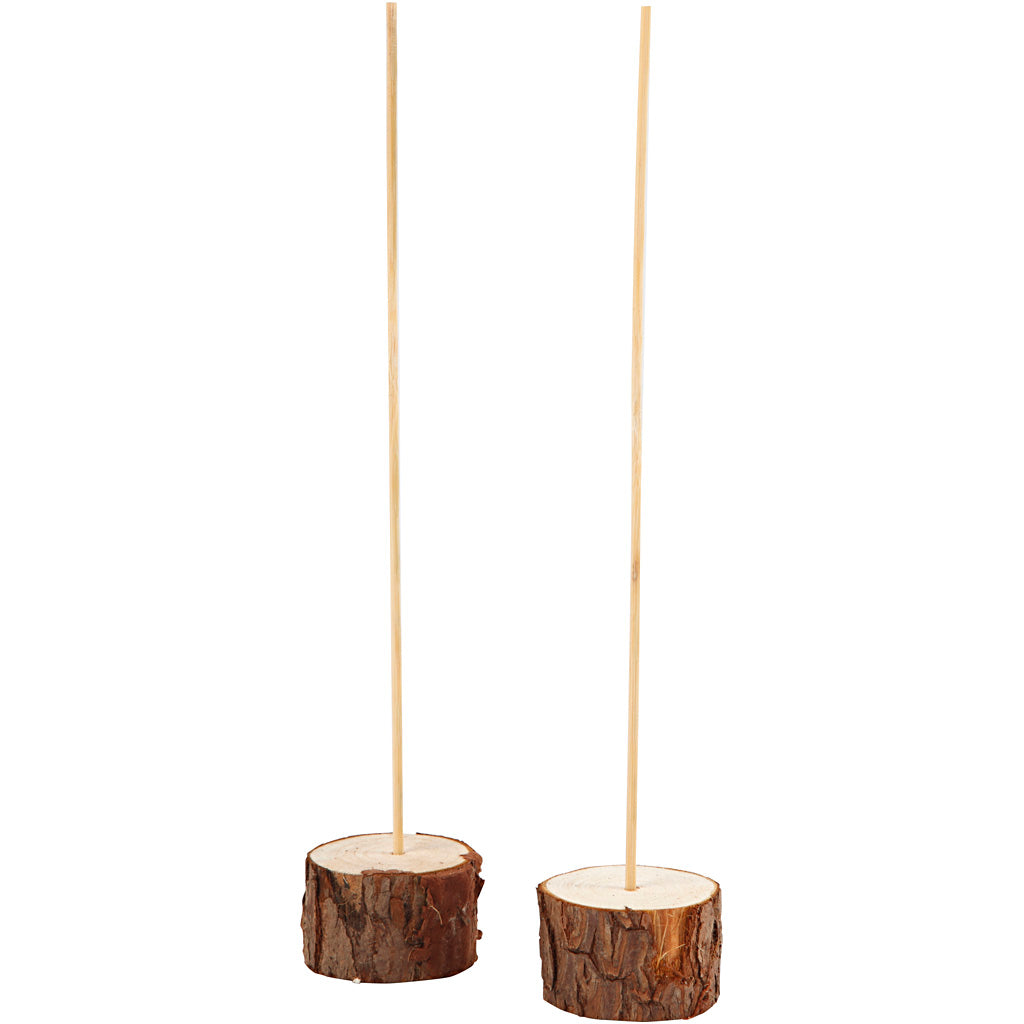 Træfødder med tilhørende pinde, H: 3 cm, diam. 5 cm, 2 sæt/ 1 pk.