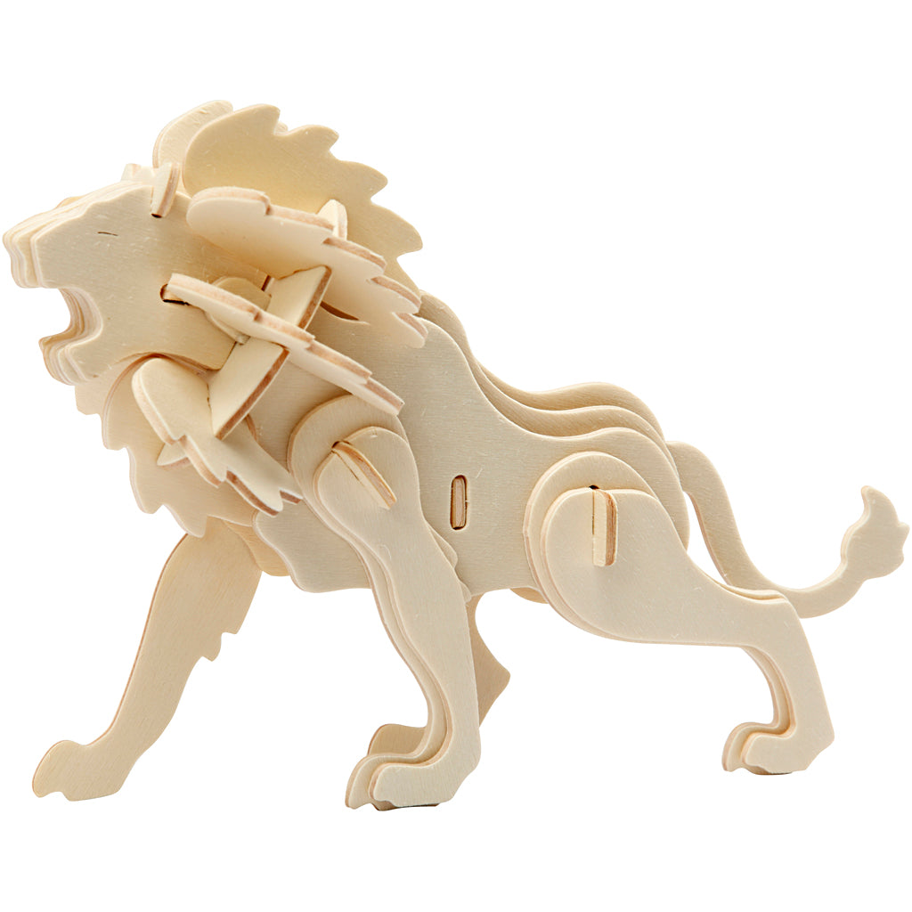 3D konstruktionsfigur, løve, str. 18,5x7x7,3, 1 stk.