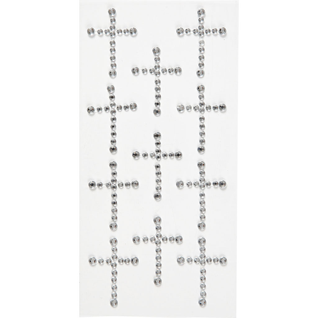 Rhinstenskors, str. 35x25 mm, sølv, 11 stk./ 1 pk.