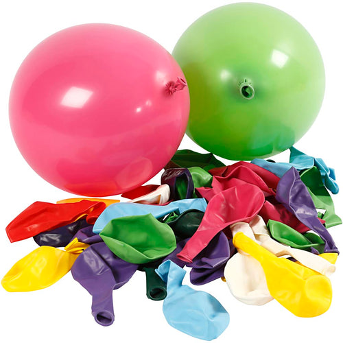 Balloner, diam. 23 cm, runde, ass. farver, 100 stk./ 1 pk.