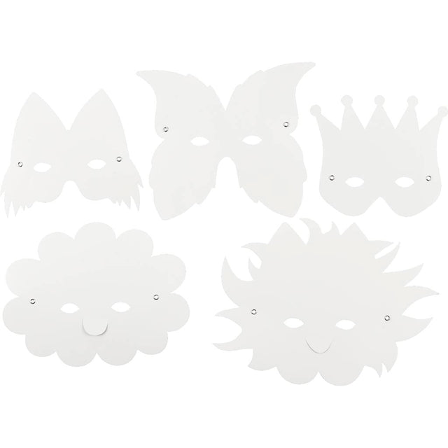 Masker inkl. elastik, H: 15-20 cm, 230 g, hvid, 5 stk./ 1 pk.