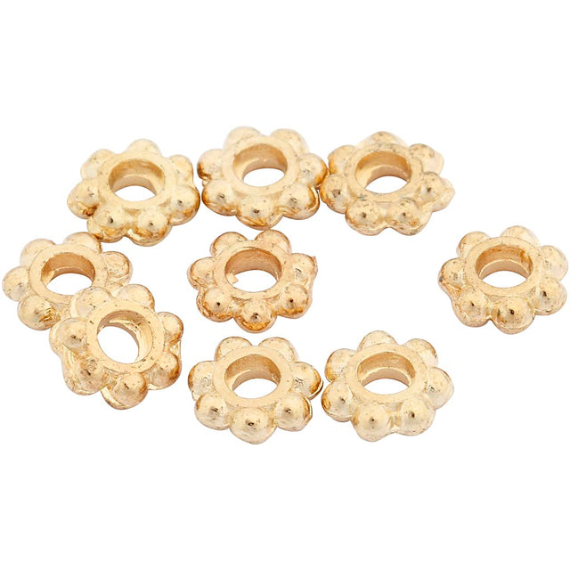 Ledperle, diam. 6 mm, hulstr. 2 mm, forgyldt, 100 stk./ 1 pk.