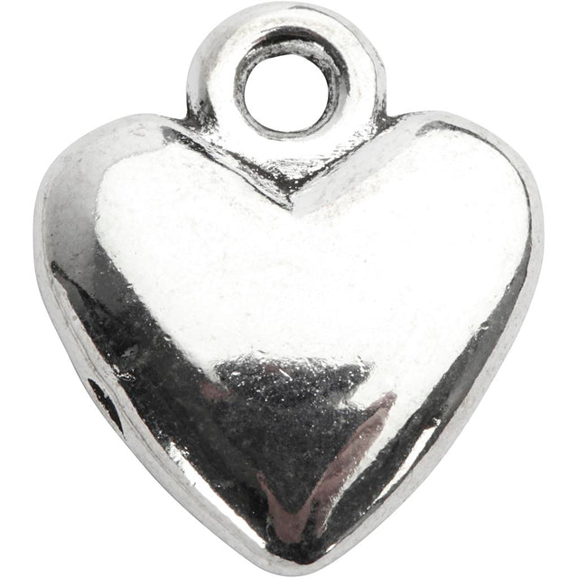 Hjertevedhæng, str. 13x15 mm, forsølvet, 10 stk./ 1 pk.