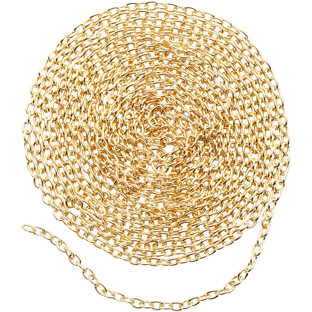 Kæde, B: 2 mm, forgyldt, 2 m/ 1 pk.
