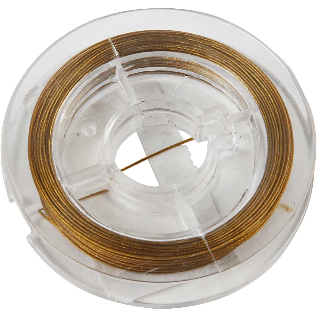 Smykkewire, tykkelse 0,38 mm, guld, 10 m/ 1 rl.