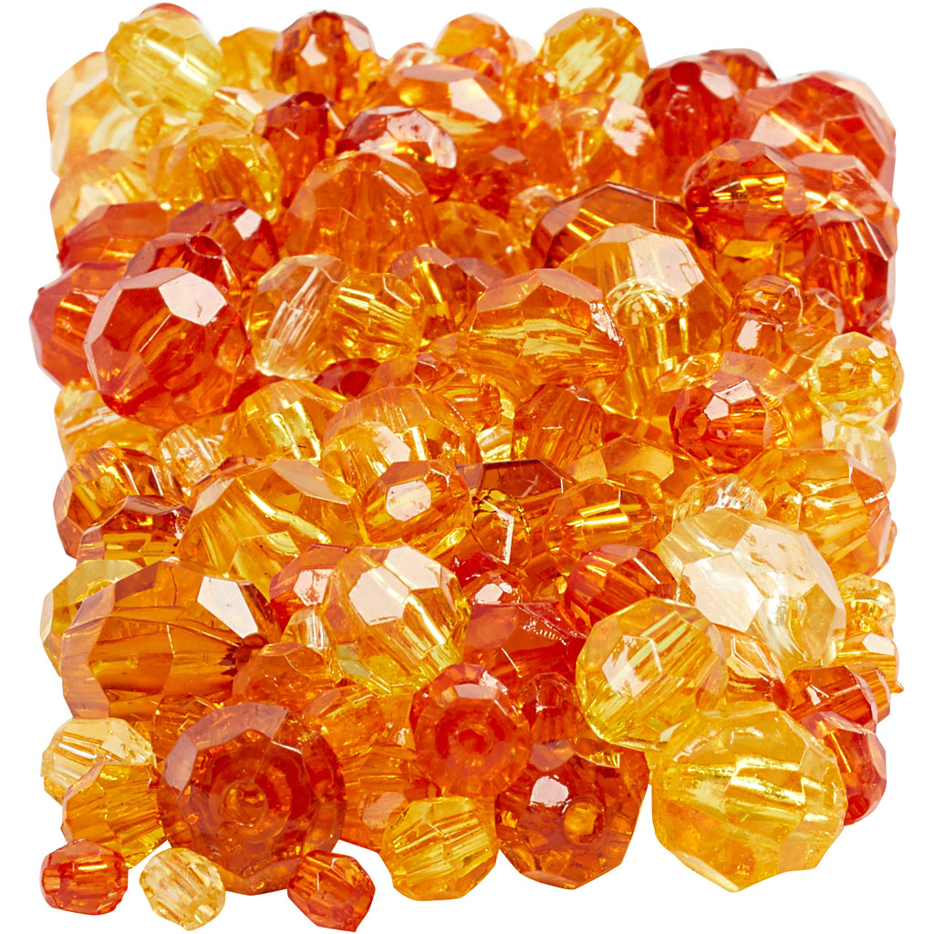Facetperler, str. 4-12 mm, hulstr. 1-2,5 mm, ca. 860 stk., gul (32227), 250 g/ 1 pk.