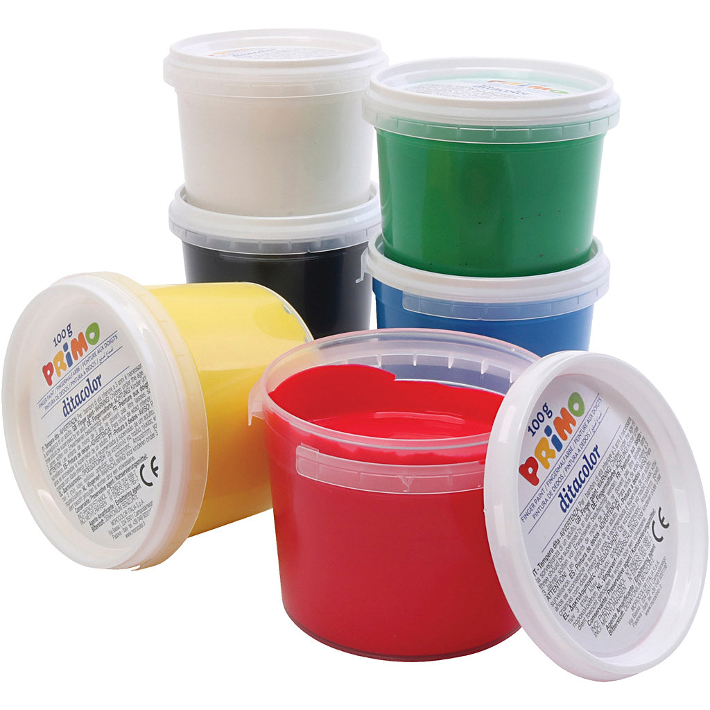 PRIMO Fingermaling, ass. farver, 6x100 ml/ 1 pk.