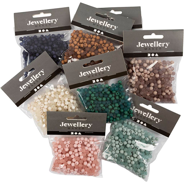 Plastperler, diam. 6 mm, hulstr. 1,5 mm, Indhold kan variere, ca. 10x150 stk., ass. farver, 8x40 g/ 1 pk.