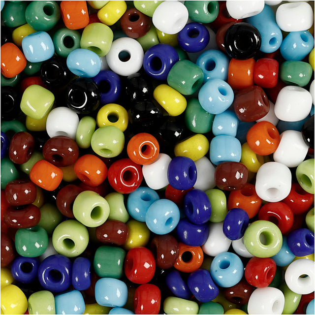 Rocaiperler, diam. 4 mm, str. 6/0, hulstr. 0,9-1,2 mm, ass. farver, 130 g/ 1 pk.