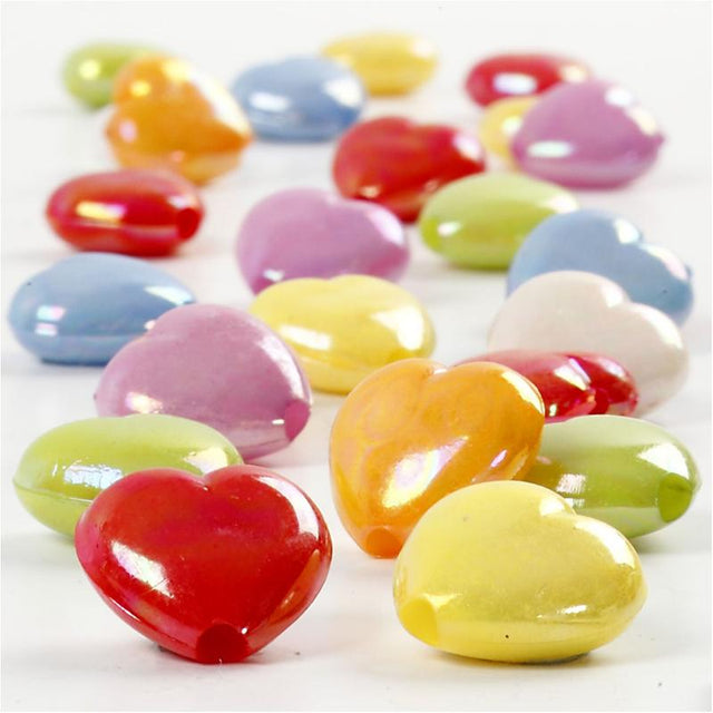 Hjerteperler, str. 25x15 mm, hulstr. 3 mm, ca. 100 stk., 70 g, 125 ml/ 1 pk.