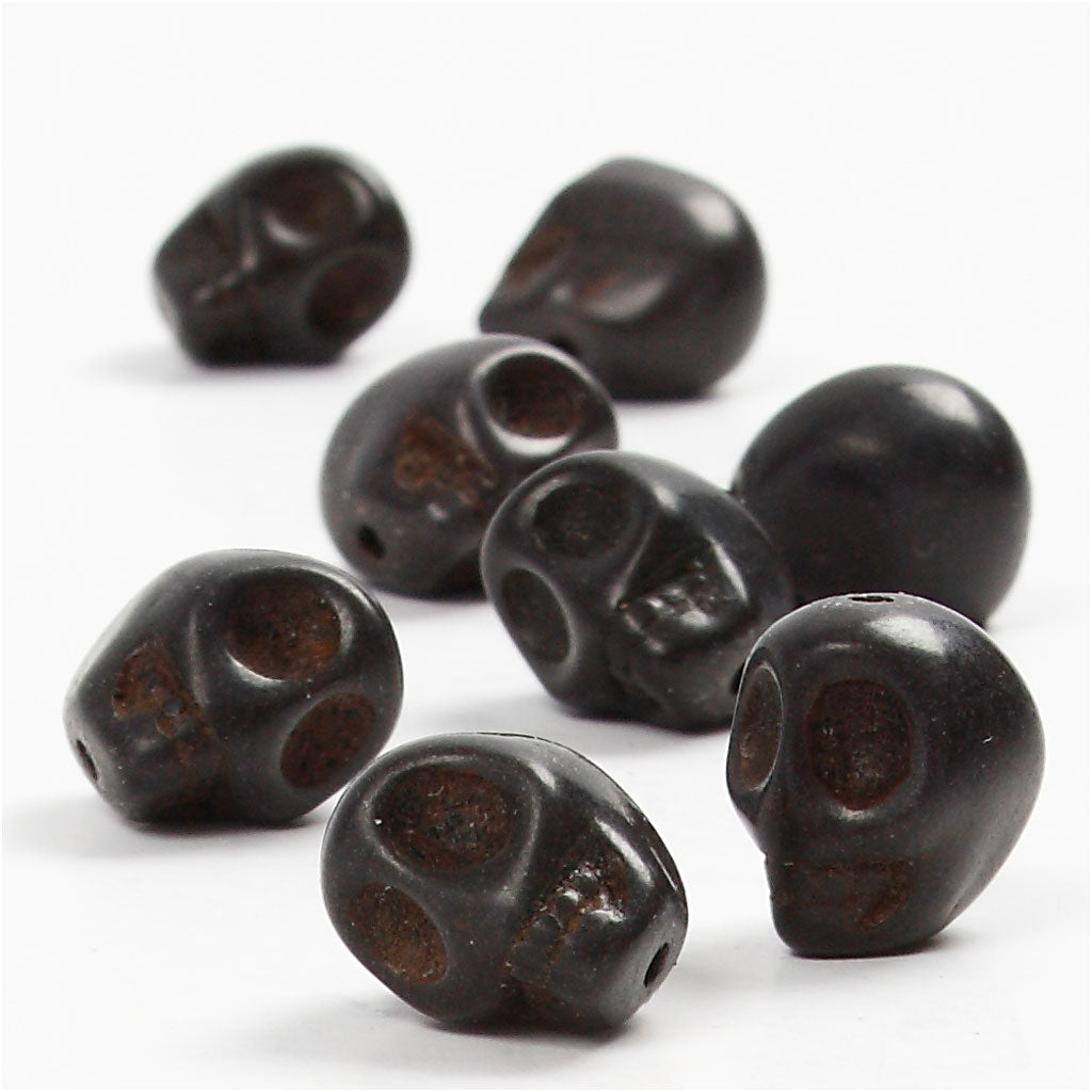 Howlite, diam. 12 mm, hulstr. 1,5 mm, sort, 32 stk./ 1 pk.