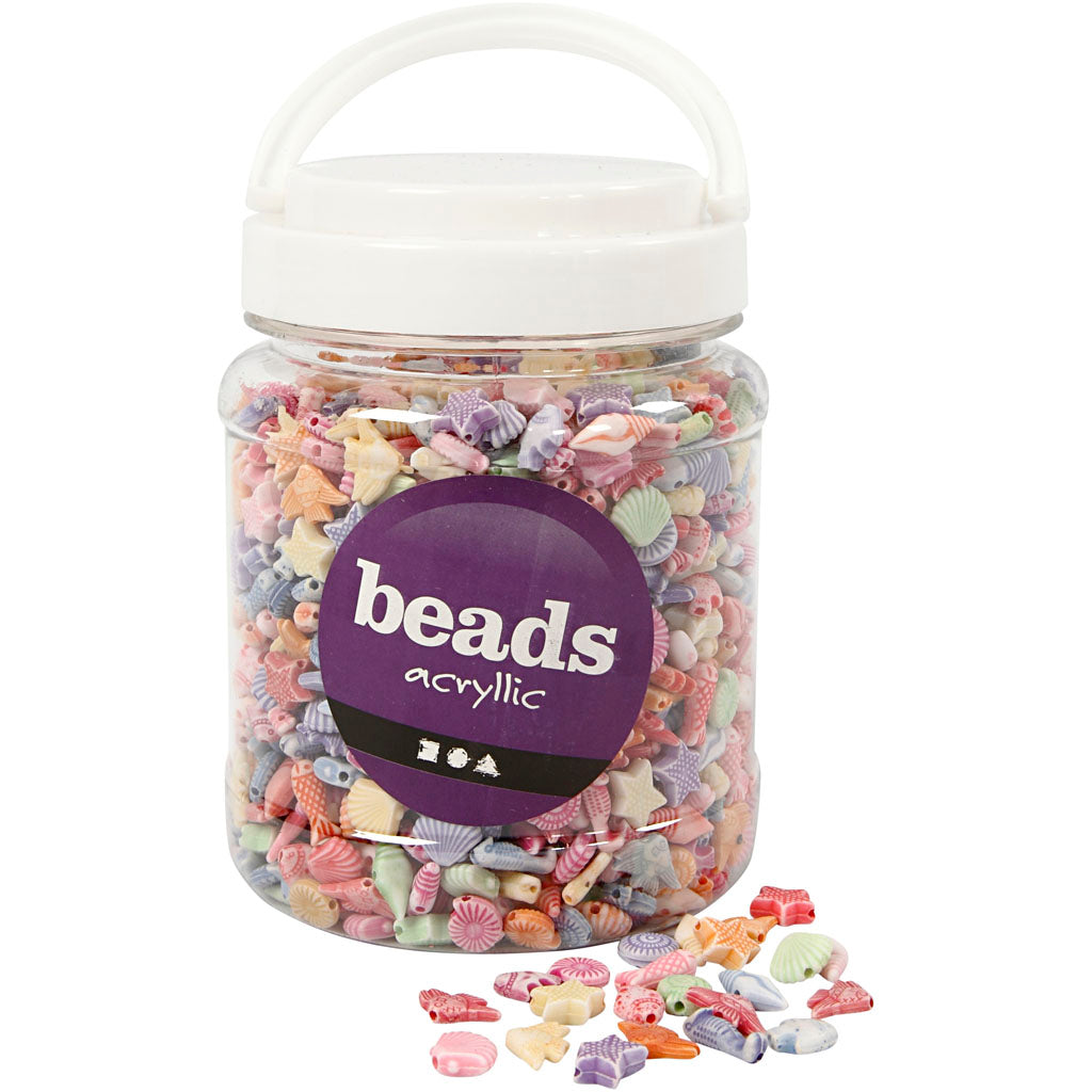 Pastelperler, str. 9-12 mm, hulstr. 1,2 mm, ca. 1600 stk., 500 g, 700 ml/ 1 ds.