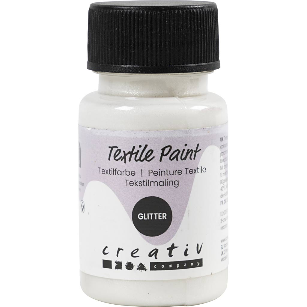 Tekstilmaling, glitter, transparent, base, 50 ml/ 1 fl.
