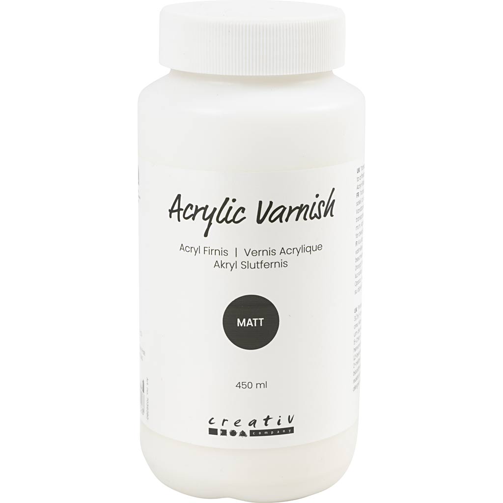 Akryl Slutfernis, mat, transparent, hvid, 450 ml/ 1 fl.