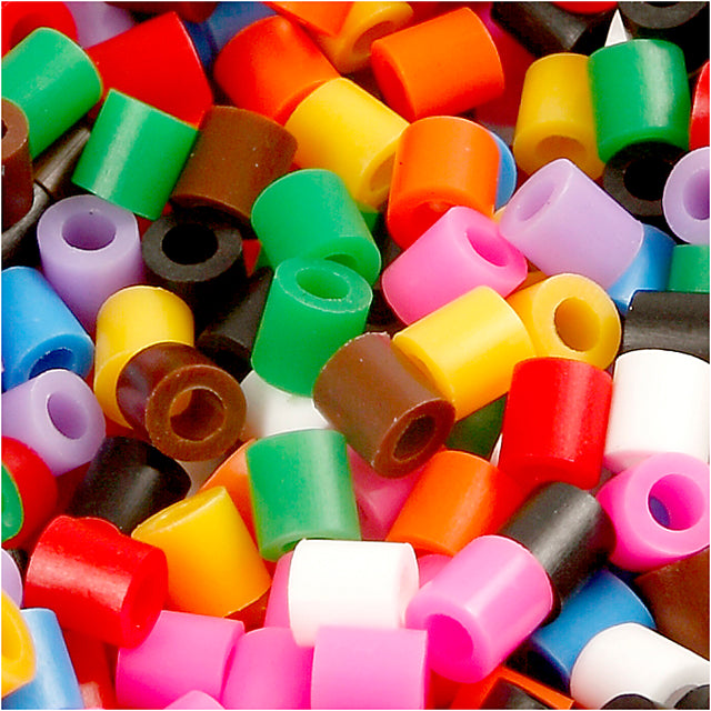 Rørperler, str. 5x5 mm, hulstr. 2,5 mm, medium, standardfarver, 1100 stk./ 1 pk.
