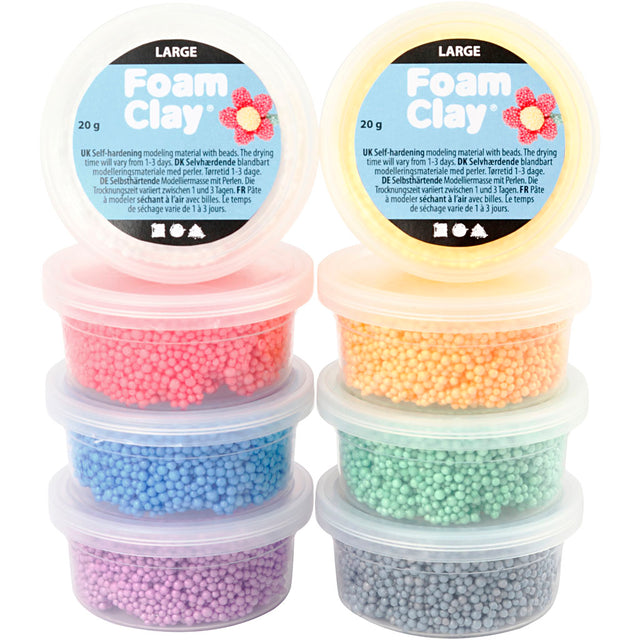 Foam Clay Large, ass. farver, 8x20 g/ 1 pk.