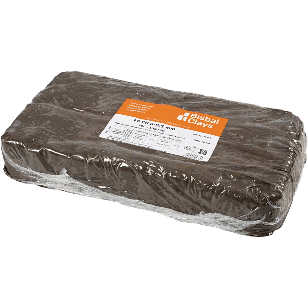Ler med chamotte, mørk brun, 10 kg/ 1 pk.