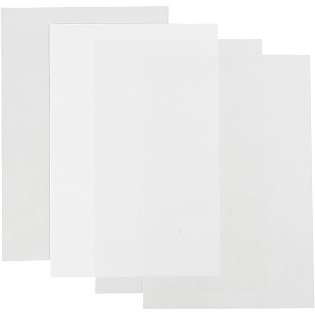 Krympeplast, ark 20x30 cm, tykkelse 0,3 mm, blank transparent, mat transparent, mat hvid, 4 ark/ 1 pk.