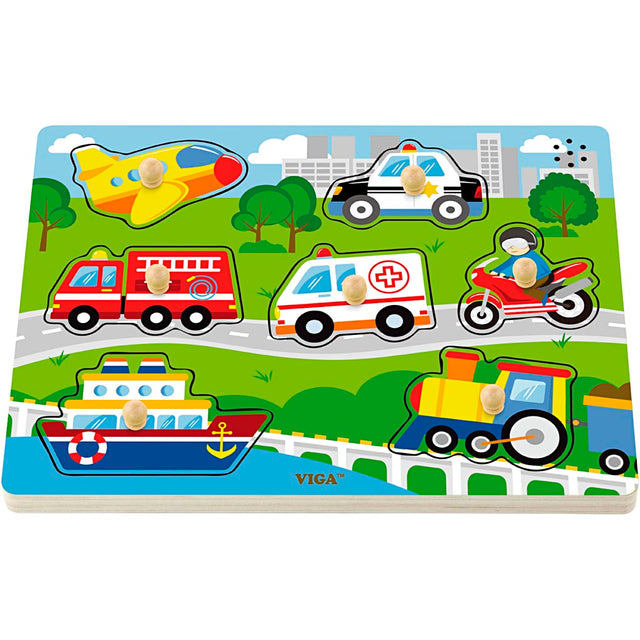 VIGA Træpuslespil med Lyd, Transport, str. 33x22,5x3 cm, 1 stk.