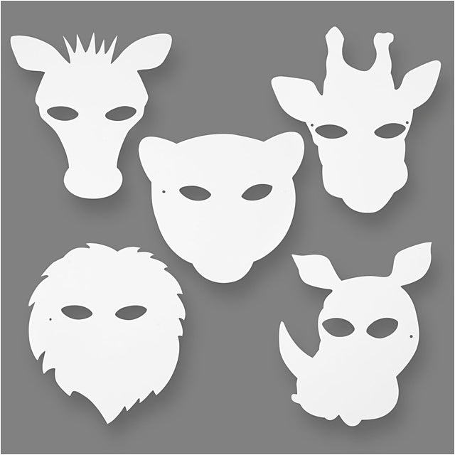 Junglemasker, H: 22,5-25 cm, B: 20,5-22,5 cm, 230 g, hvid, 16 stk./ 1 pk.