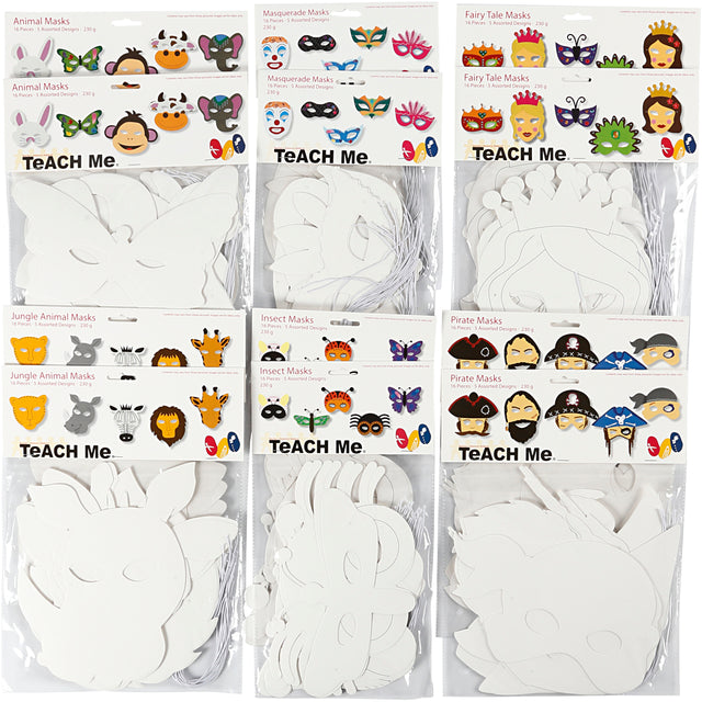 Kartonmasker, H: 15-22 cm, B: 24-25 cm, hvid, 192 stk./ 1 pk.