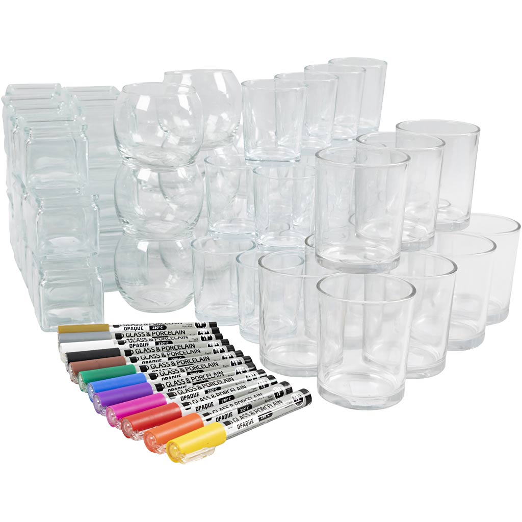Gruppe DIY Kit Lysglas med porcelænstusch, 1 sæt