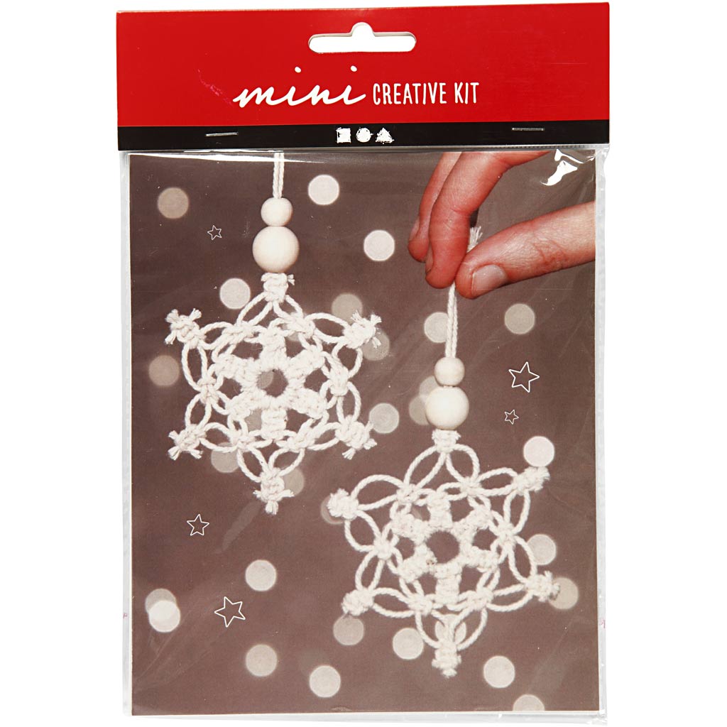 Mini DIY Kit Macramé, macramé iskrystal, H: 10 cm, 1 pk.