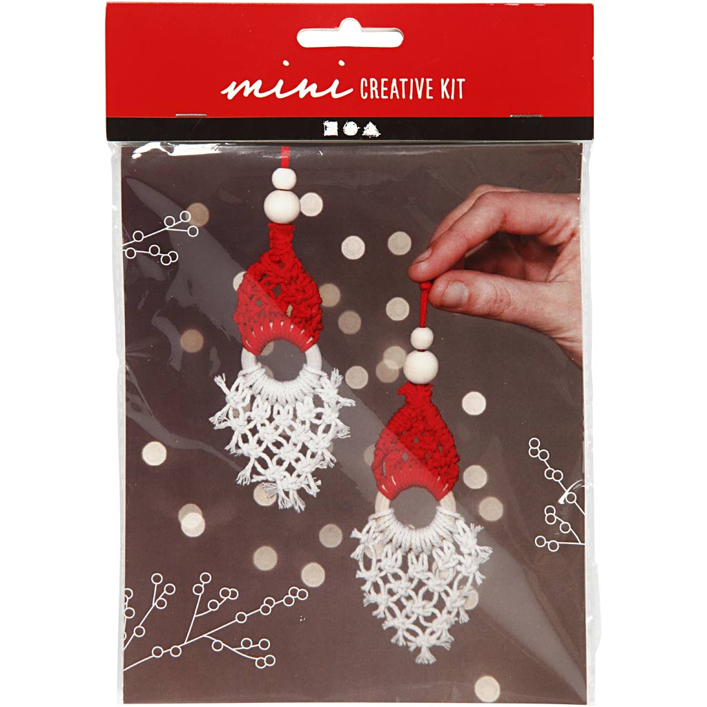 Mini DIY Kit Macramé, macramé nisse, H: 14 cm, 1 pk.