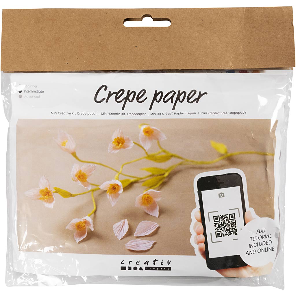Mini DIY Kit Crepepapir, Kirsebærgren, Stræk/crepe: 180%, 1 pk.
