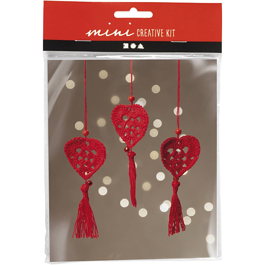 Mini DIY Kit Hækle, Hjerte, 1 pk.