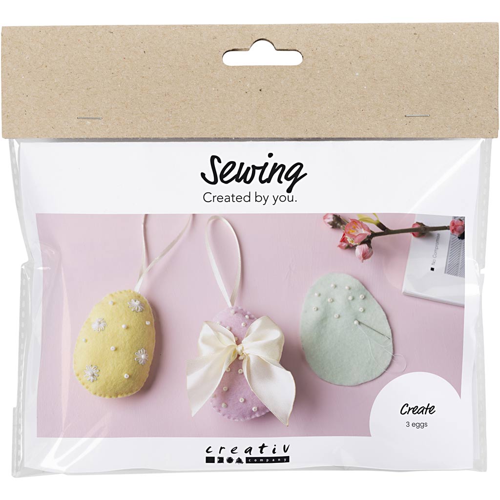 Mini DIY Kit Syning, Påskeæg, pastelfarver, 1 pk.