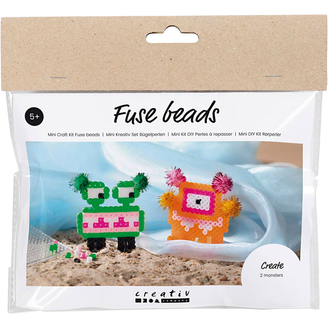 Mini DIY Kit Rørperler, Monster, ass. farver, 1 pk.