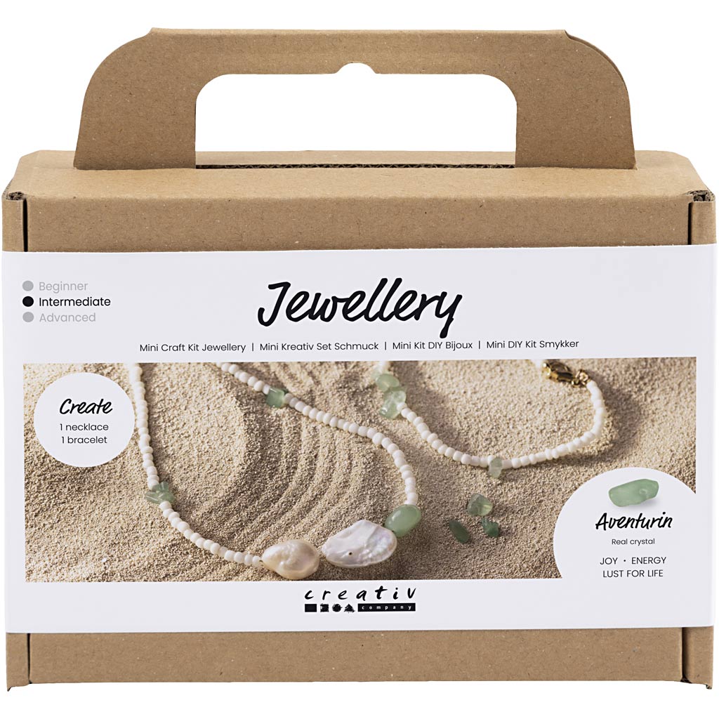 Mini DIY Kit Smykker, Aventurin, halskæde og -armbånd, 1 pk.
