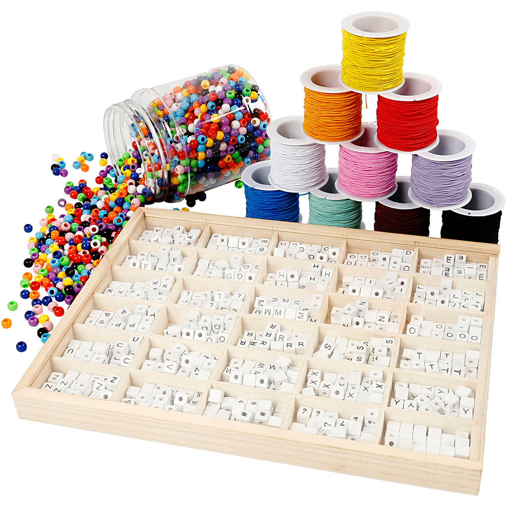 Gruppe DIY Kit Bogstavperler på armbånd, 1 sæt