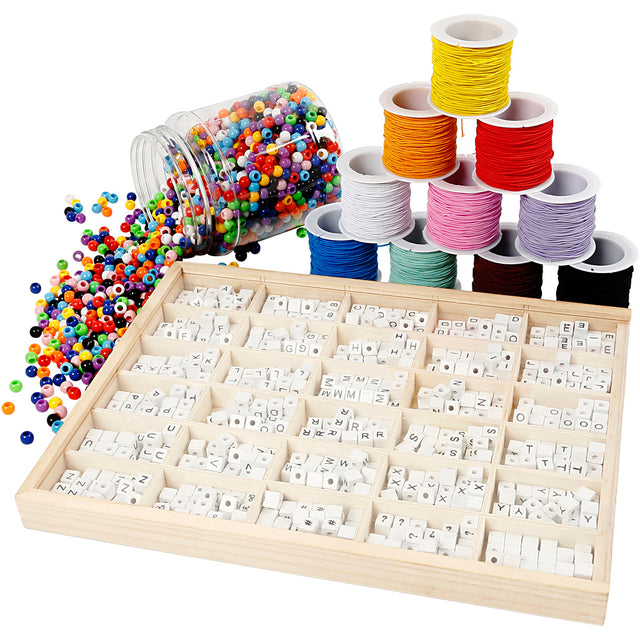 Gruppe DIY Kit Bogstavperler på armbånd, 1 sæt