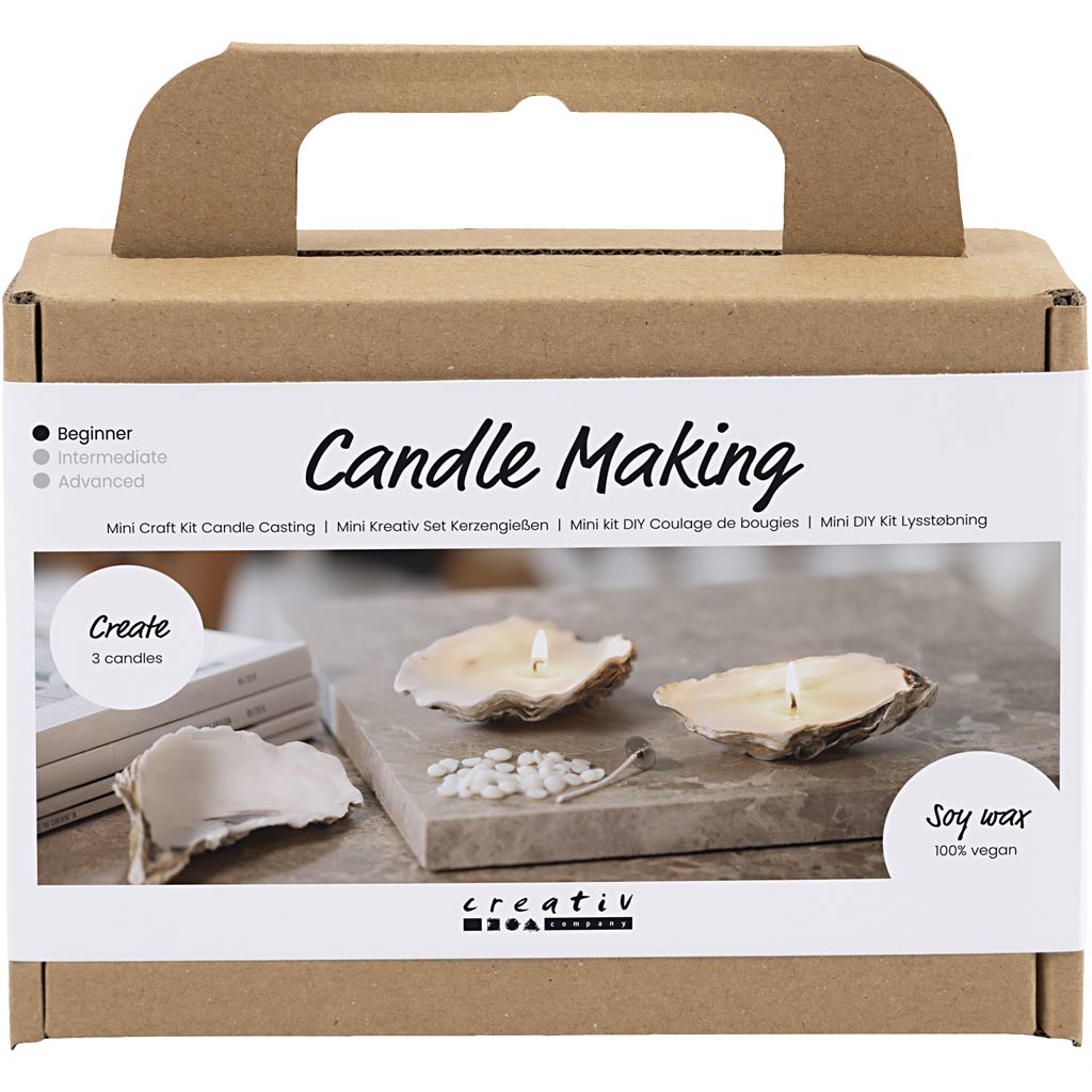 Mini DIY Kit Lysstøbning, Soyalys i østersskaller, off white, 1 pk.