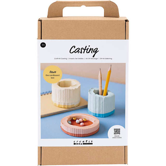 DIY Kit Støbning, Beholdere, blå, rød, lys gul, 1 pk.