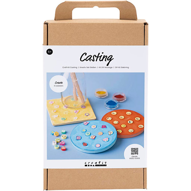 DIY Kit Støbning, Platter, blå, rød, gul, 1 pk.