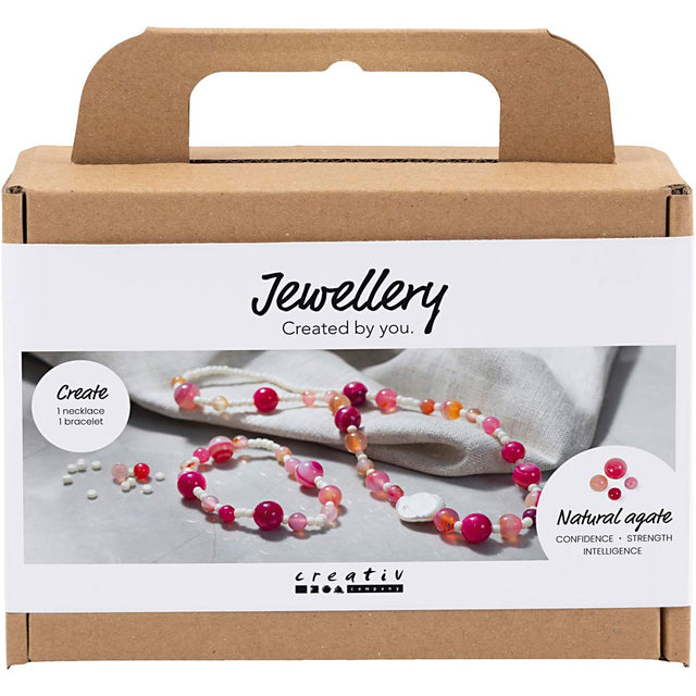 Mini DIY Kit Smykker, Halskæde og armbånd, pink, 1 pk.