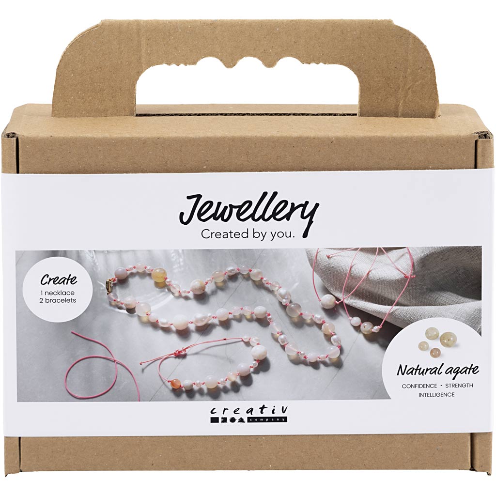 Mini DIY Kit Smykker, Halskæde og armbånd, pink, 1 pk.
