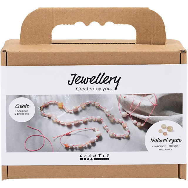 Mini DIY Kit Smykker, Halskæde og armbånd, pink, 1 pk.