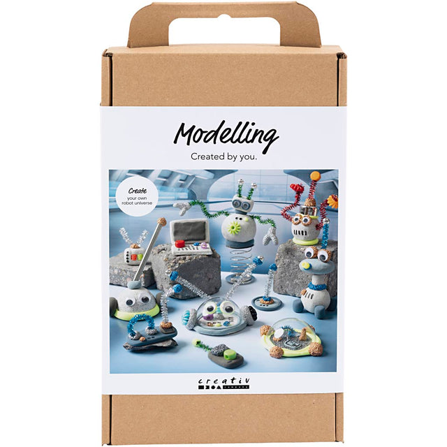 DIY Kit Modellering, Robot, blå, grå, rød, forsølvet, 1 pk.
