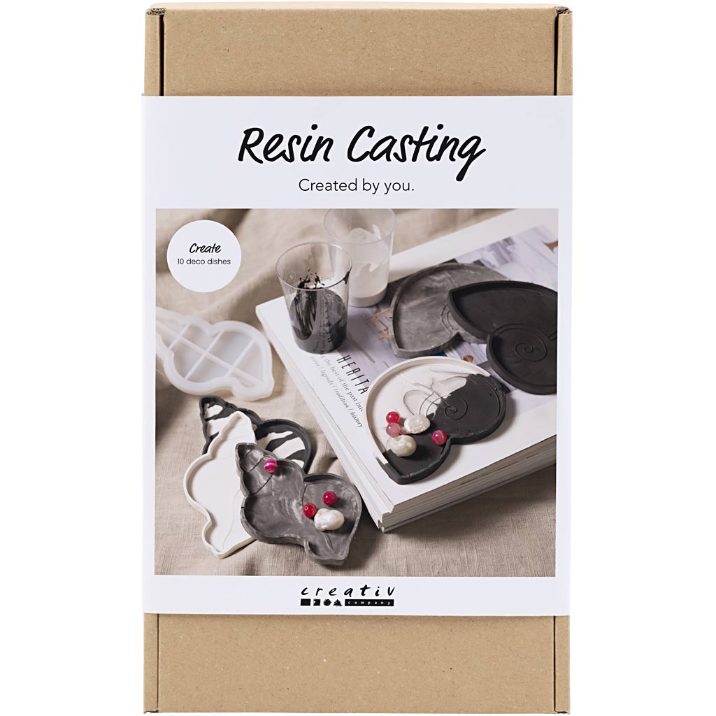 DIY Kit Resinstøbning, Konkylie, sort, hvid, 1 pk.