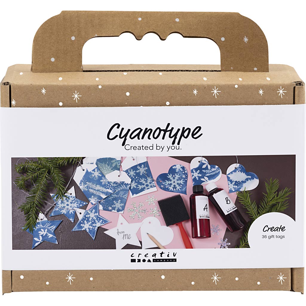 Mini DIY Kit Cyanotypi, Gavemærker, blå, sølv, 1 pk.