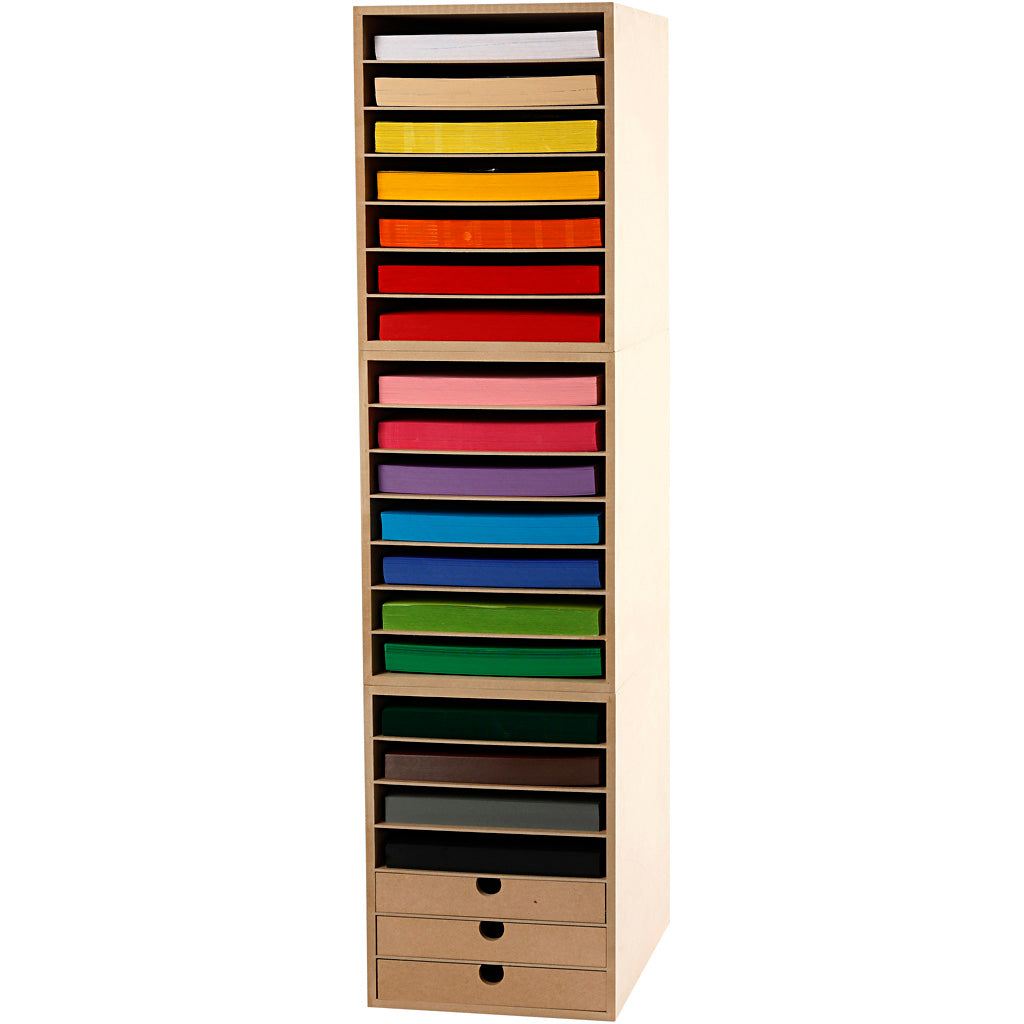 Karton inkl. reoler, H: 100 cm, A4, ark 210x297 mm, 180 g, ass. farver, 1 sæt
